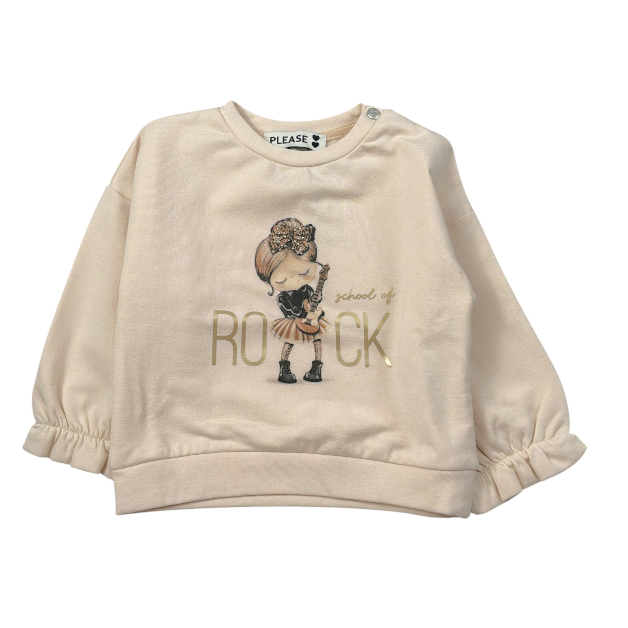 Please Felpa tinta unita Girocollo con Stampa Beige per Neonata LB03042G77 BEIGE PLEASE 