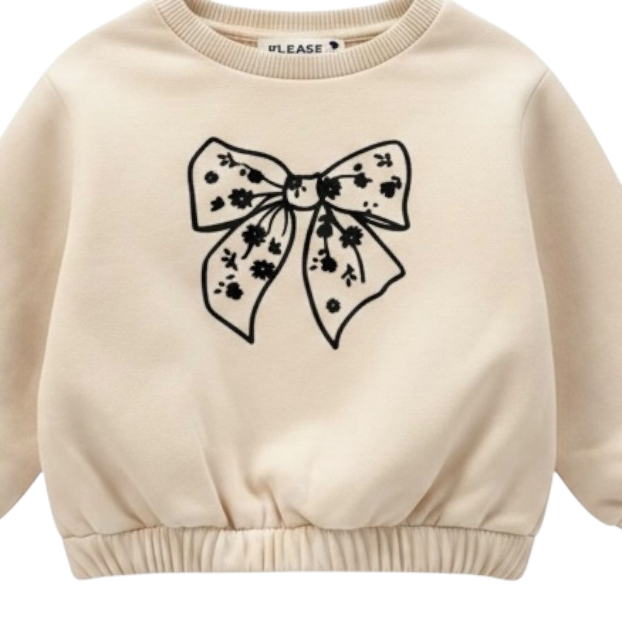 Please Felpa Girocollo tinta unita con Stampa Beige per Neonata LB18042G77N BEIGE PLEASE 