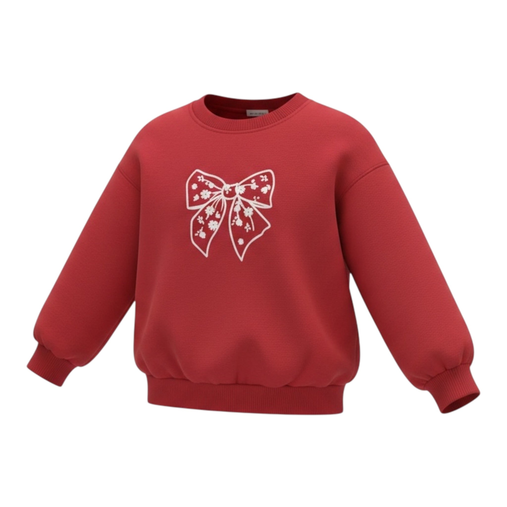 Please Felpa Girocollo tinta unita con Stampa Rosso per Bambina LB18042G77 ROSSO PLEASE 