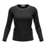 Please Shirt tinta unita con Borchie Nero per Bambina ML05030G78 NERO PLEASE 