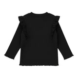 Please Maglia tinta unita con Balze Nero per Neonata ML37072G77 NERO PLEASE 