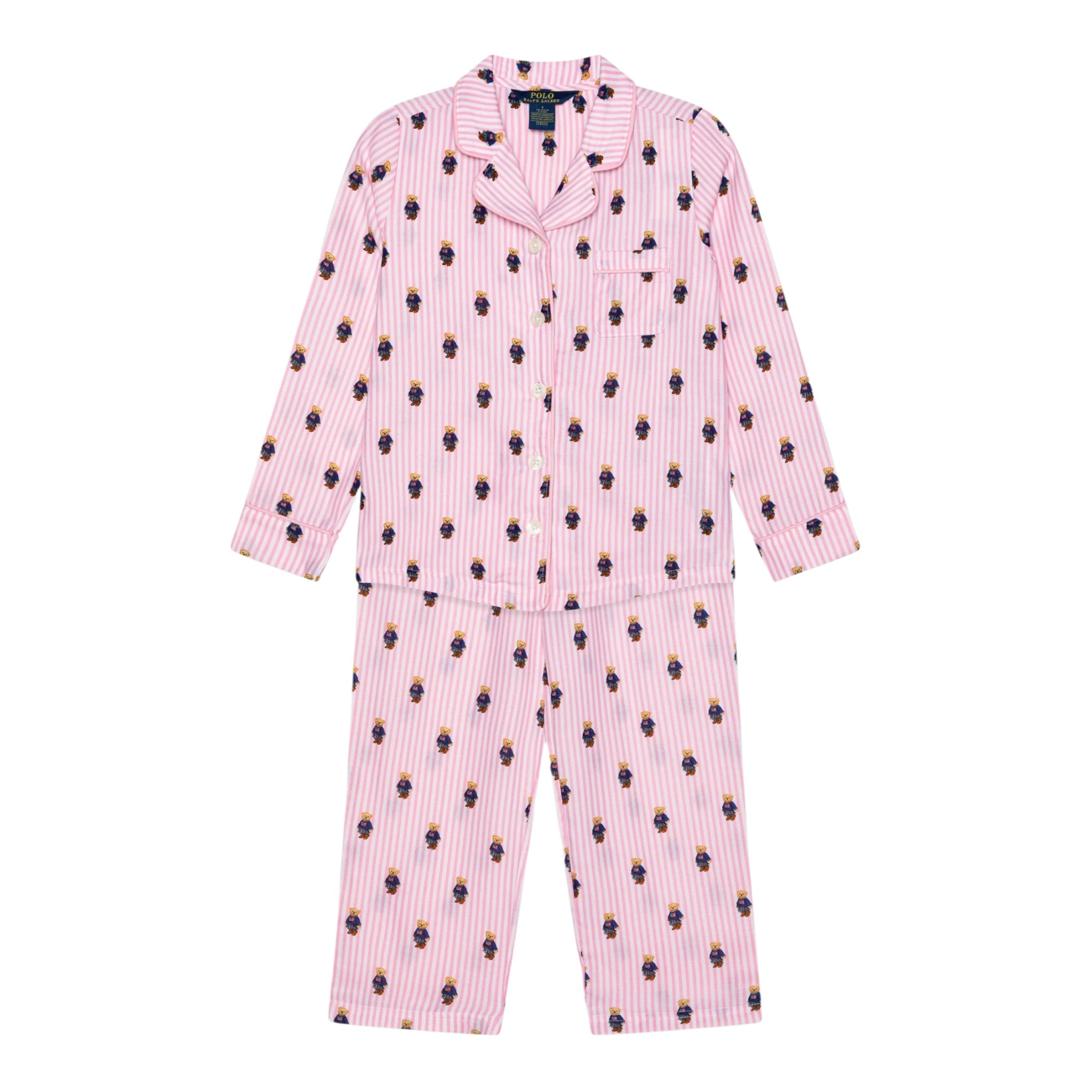 Ralph Lauren Pigiama 2 Pezzi Camcia-Pantalone Bianco/Rosa per Bambina 4P0143 BIANCO/ROSA RALPH LAUREN 