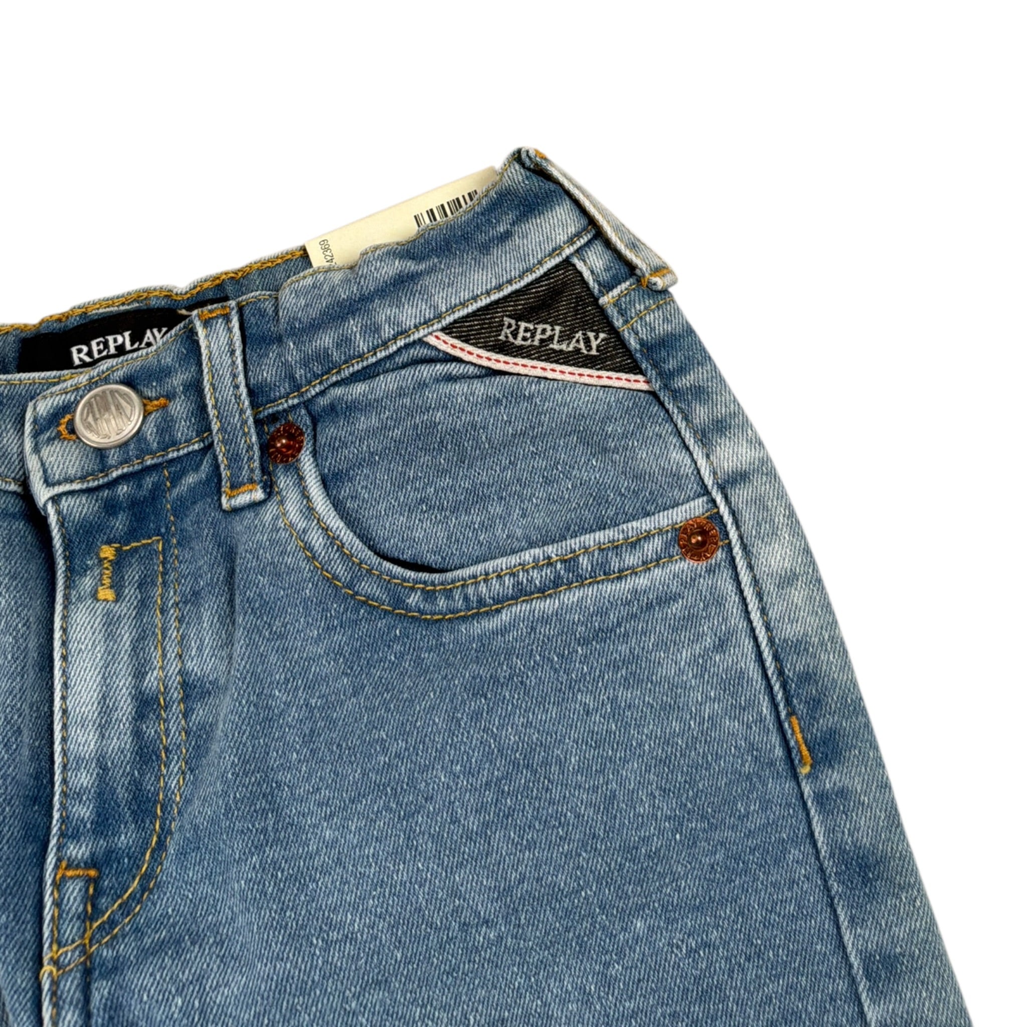 Replay Jeans tinta unita con Girovita Regolabile Azzurro per Bambino B9Z1050 AZZURRO REPLAY 