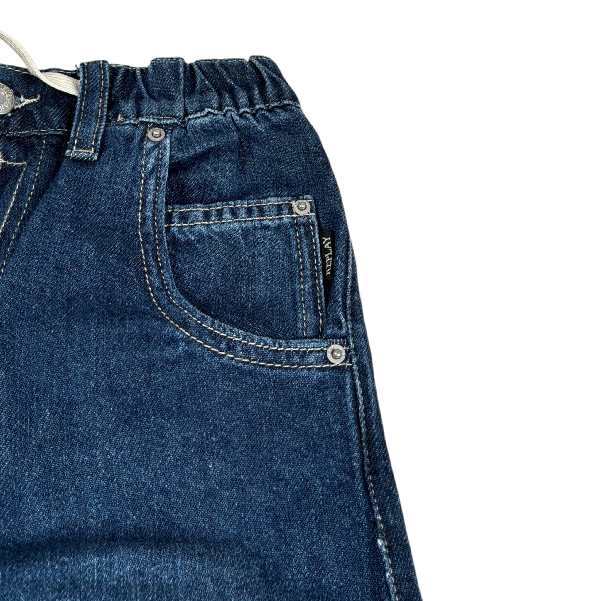 Replay Jeans tinta unita con Elastico In Vita Blu per Bambina SG4951 BLU REPLAY 