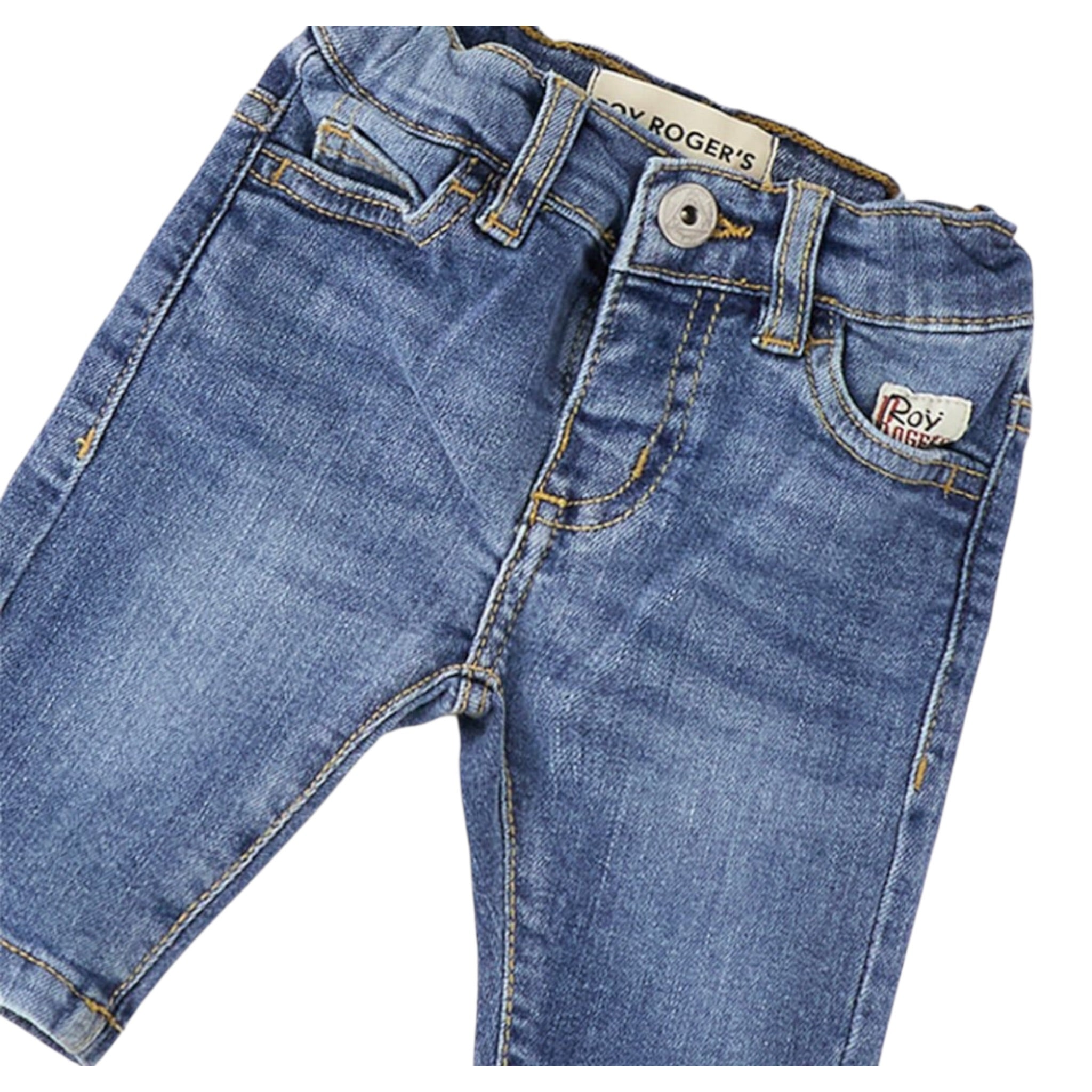Roy Roger'S Jeans tinta unita con Girovita Regolabile Azzurro per Neonato RF193 AZZURRO ROY ROGER'S 