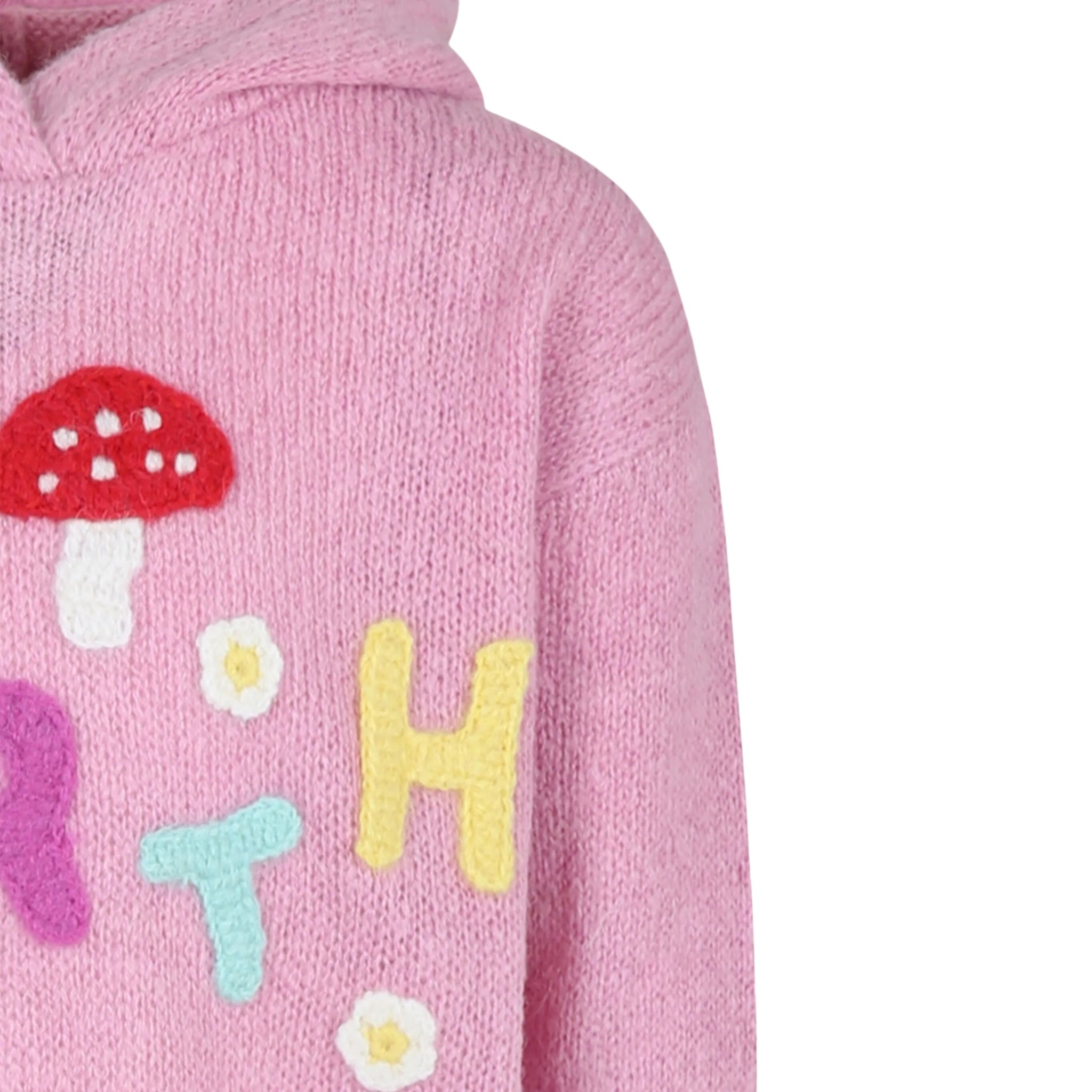 Saint Barth Maglia con Cappuccio tinta unita con Ricami Rosa per Bambina 00275G ROSA SAINT BARTH 