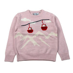Saint Barth Maglia Girocollo tinta unita con Logo Rosa per Bambina CABLE ROSA SAINT BARTH 