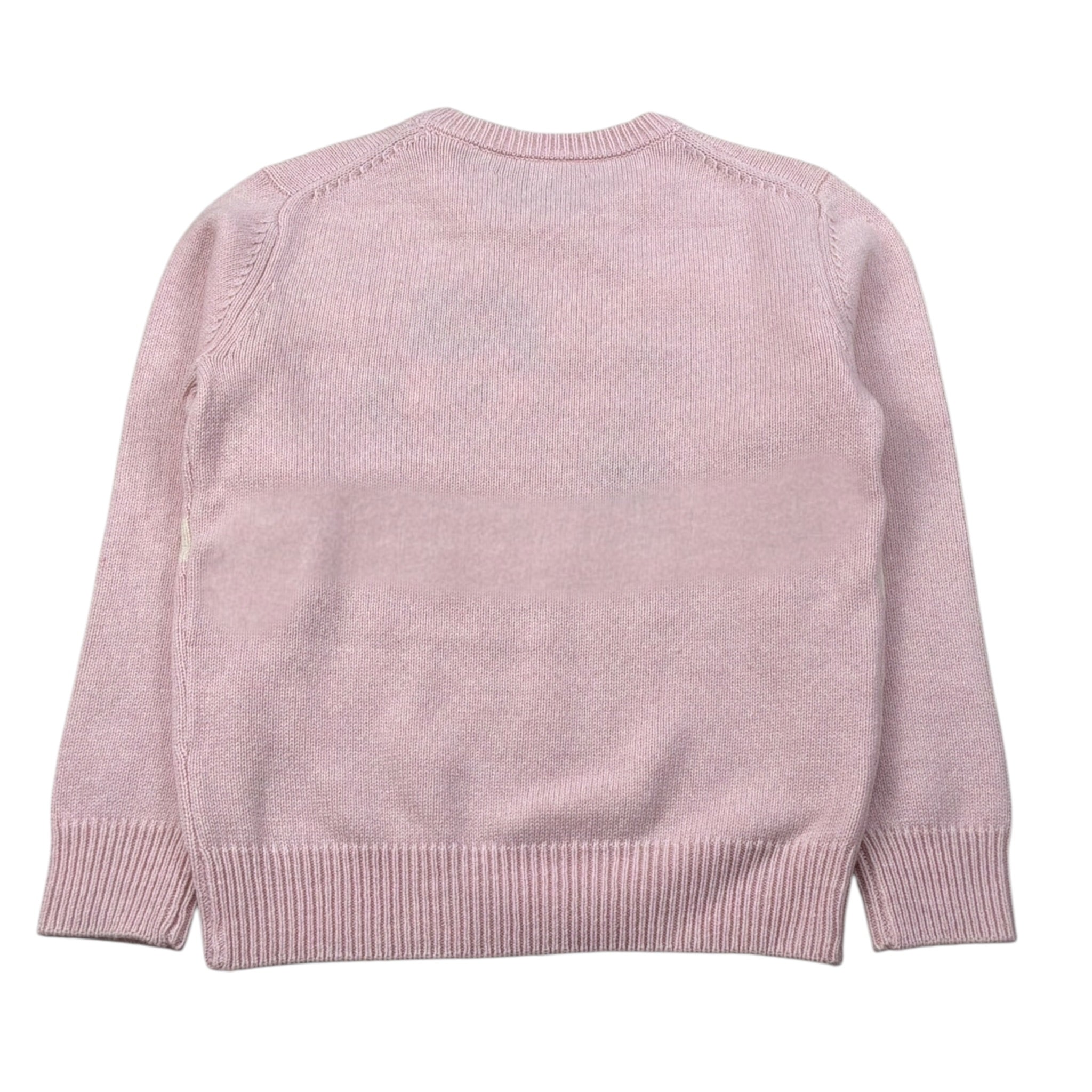 Saint Barth Maglia Girocollo tinta unita con Logo Rosa per Bambina CABLE ROSA SAINT BARTH 