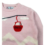 Saint Barth Maglia Girocollo tinta unita con Logo Rosa per Bambina CABLE ROSA SAINT BARTH 