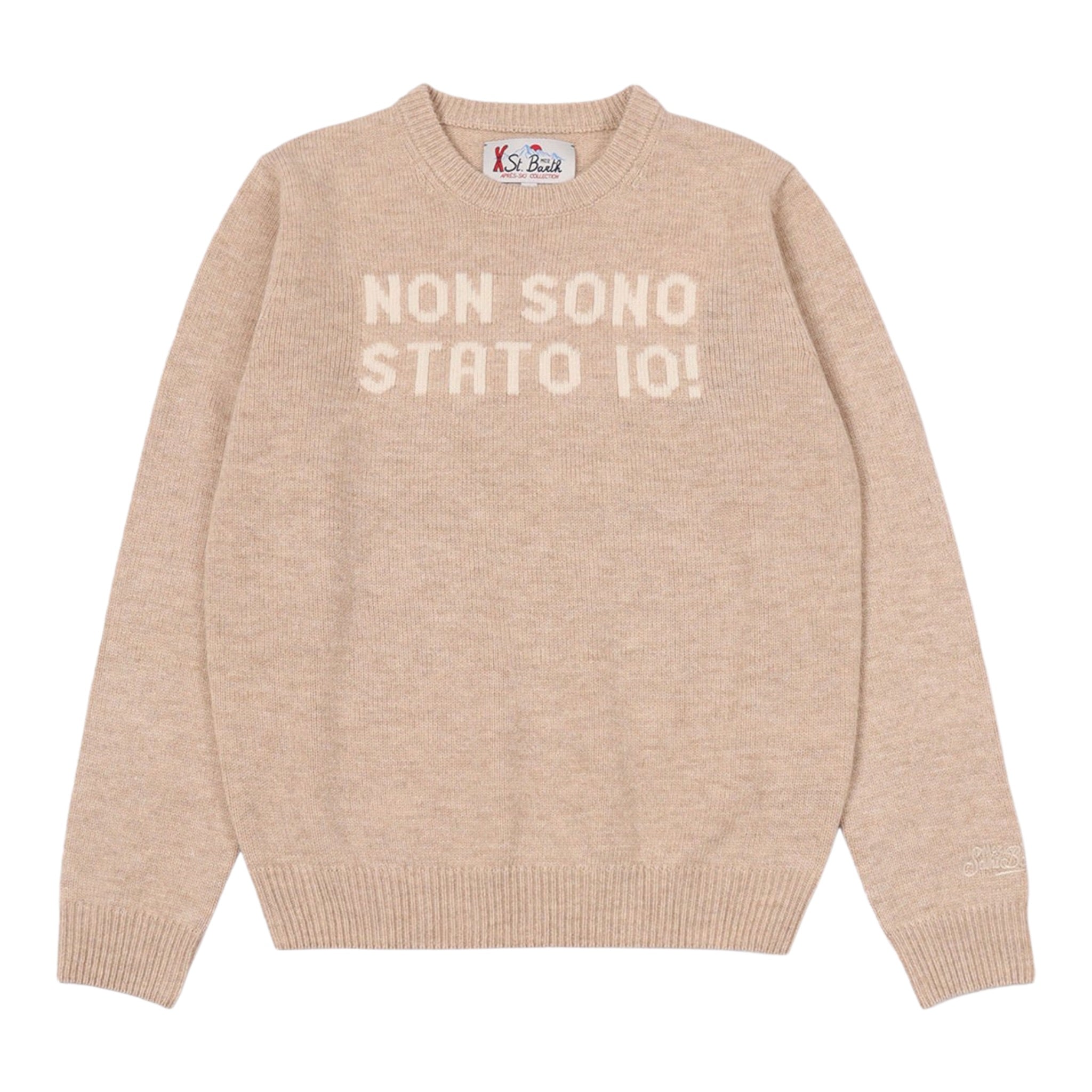 Saint Barth Maglia tinta unita con Stampa Beige per Bambino DOU000101610I BEIGE SAINT BARTH 