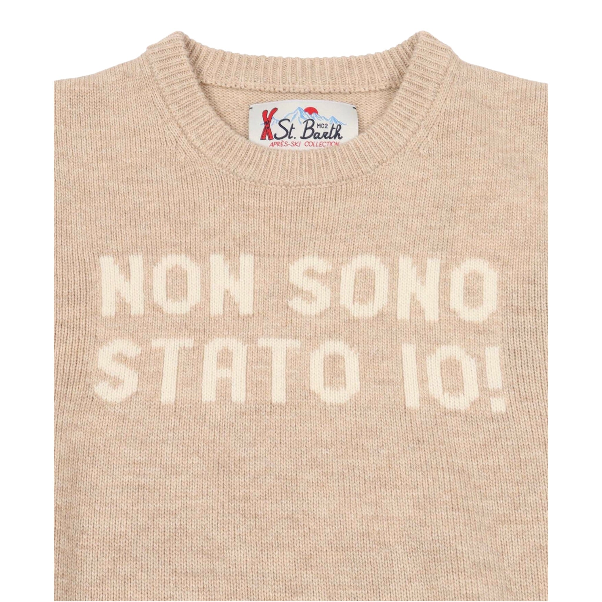 Saint Barth Maglia tinta unita con Stampa Beige per Bambino DOU000101610I BEIGE SAINT BARTH 