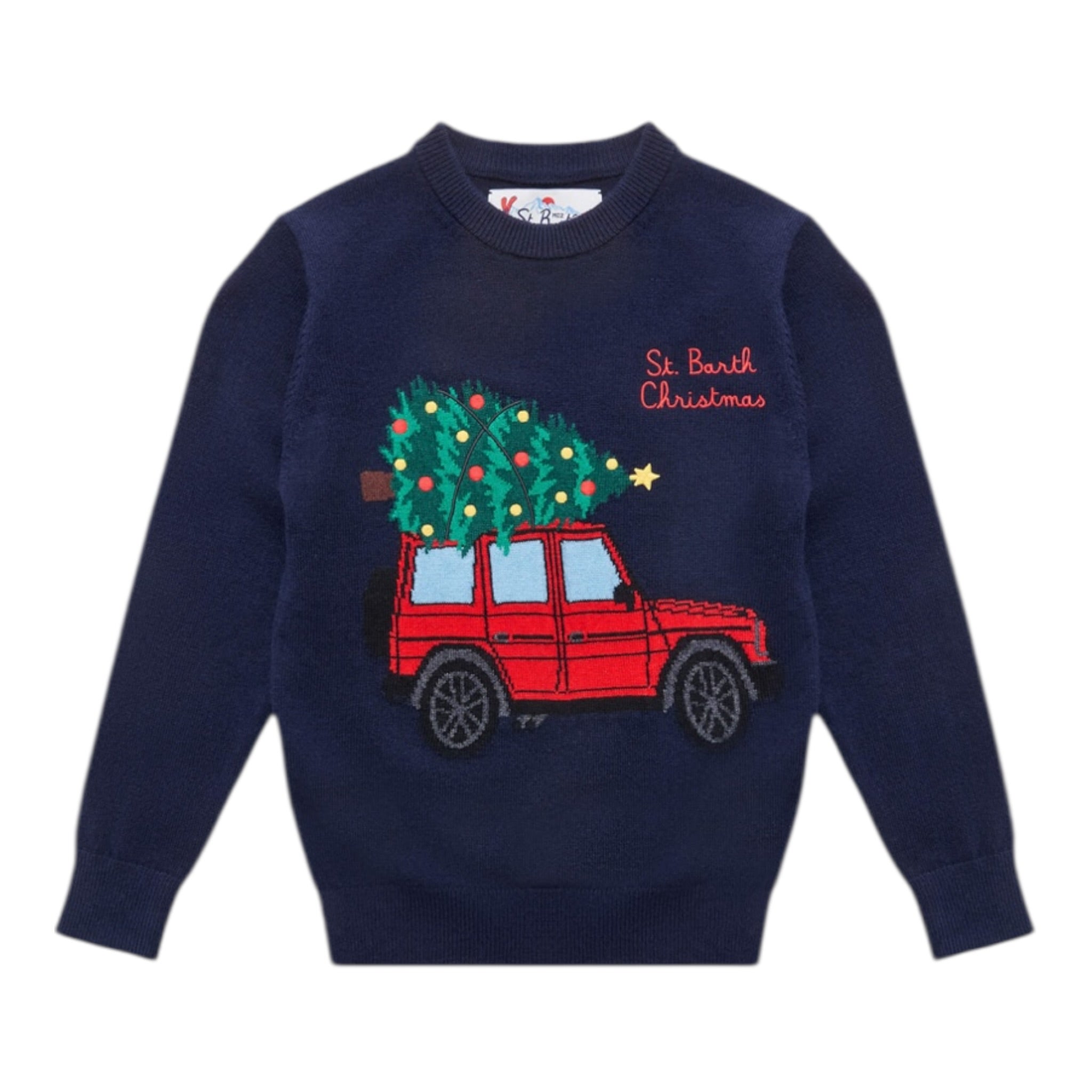 Saint Barth Maglia tinta unita con Stampa Blu per Bambino GLASS BLU SAINT BARTH 