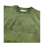Saint Barth Felpa Chiusa Girocollo tinta unita con Stampa Verde per Bambino HRL0001 VERDE SAINT BARTH 