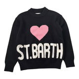 Saint Barth Maglia Girocollo tinta unita con Logo Nero per Bambina KYLASTBA NERO SAINT BARTH 
