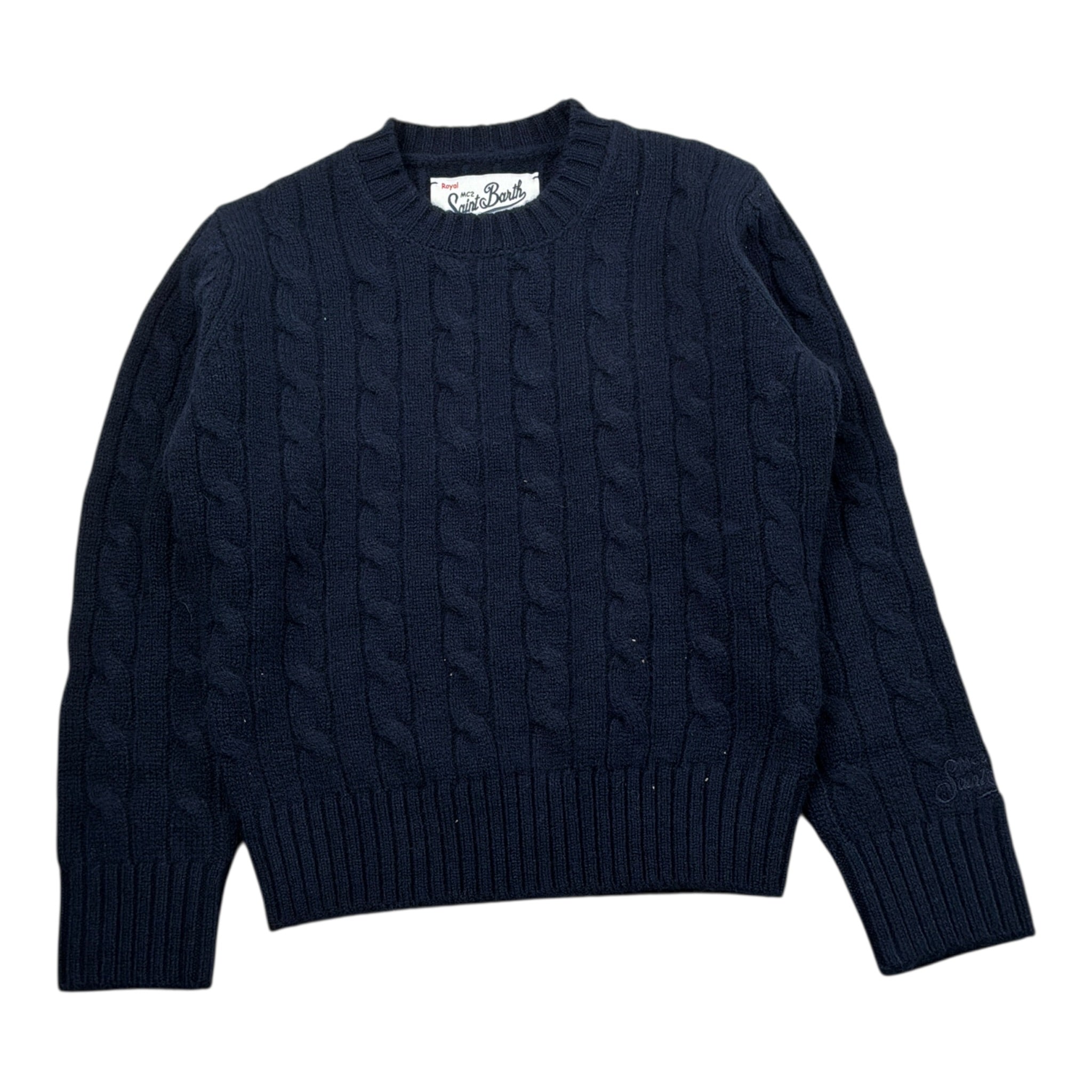 Saint Barth Maglia tinta unita con Trecce Blu per Neonato NIXON BLU SAINT BARTH 