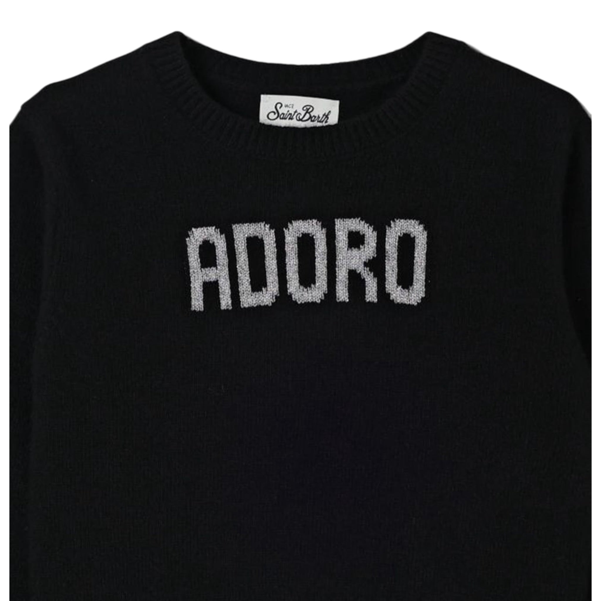 Saint Barth Maglia tinta unita con Stampa Nero per Bambina PRC000100553L NERO SAINT BARTH 
