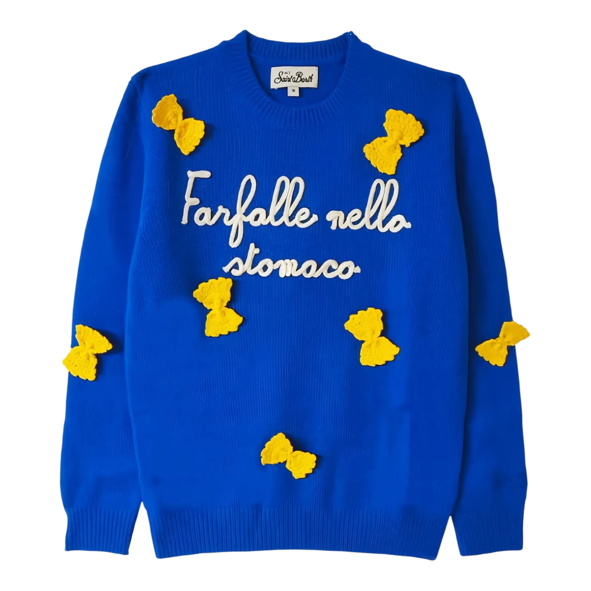 Saint Barth Maglia tinta unita con Stampa Blu per Neonata PRC0001023 BLU SAINT BARTH 