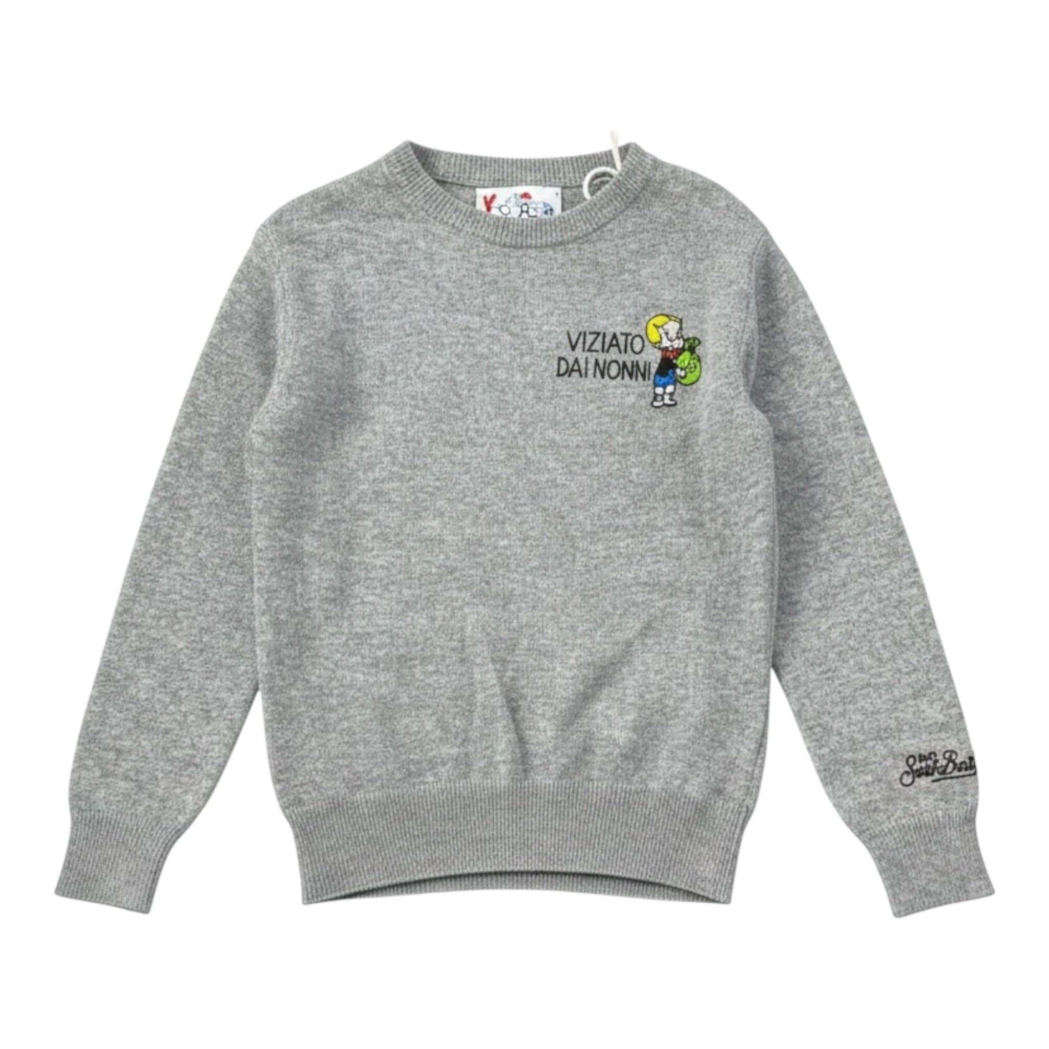 Saint Barth Maglia tinta unita Girocollo con Stampa Grigio per Bambino RICHIE GRIGIO SAINT BARTH 