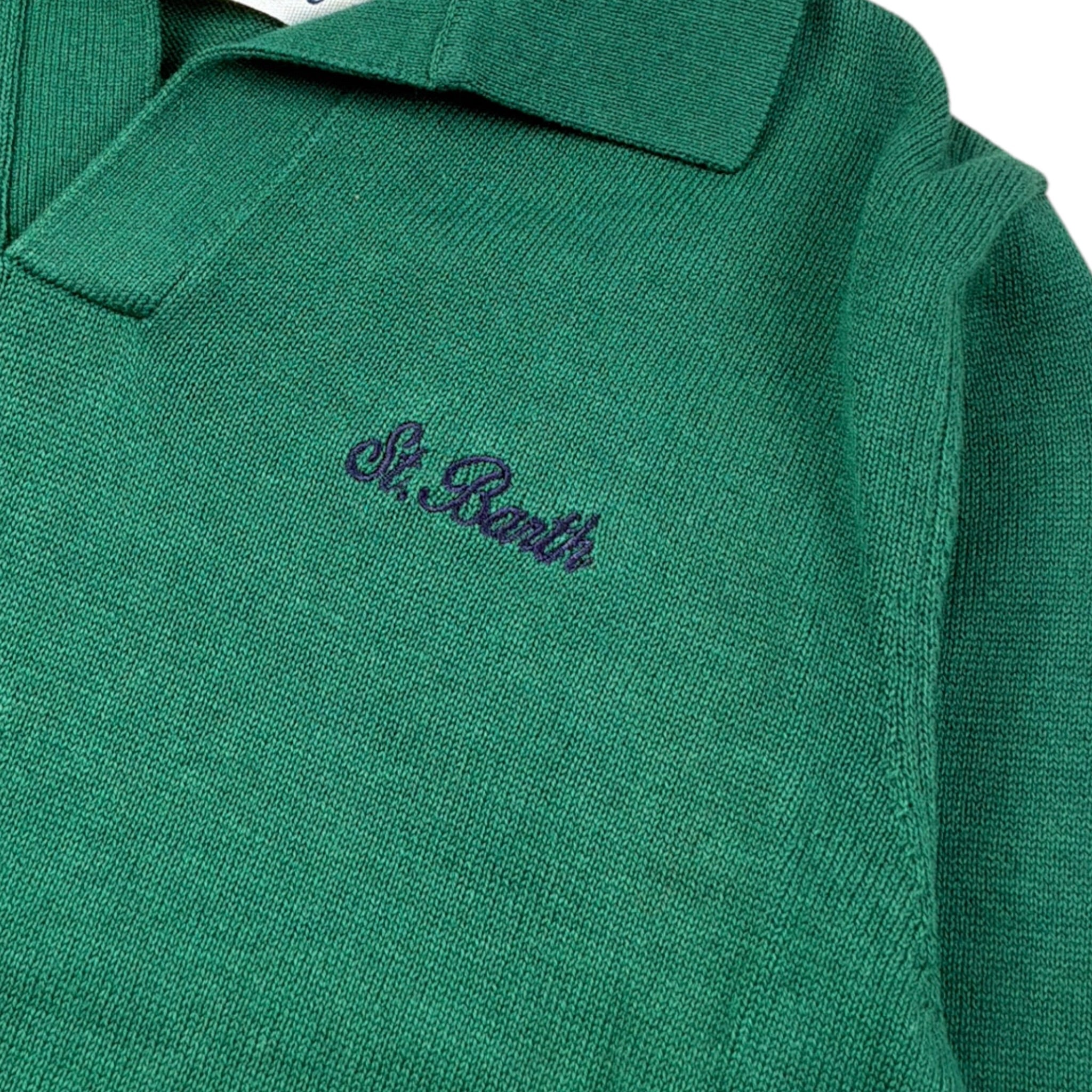 Saint Barth Maglia tinta unita con Colletto E Stampa Verde per Bambino ROMEOCOTTON VERDE SAINT BARTH 