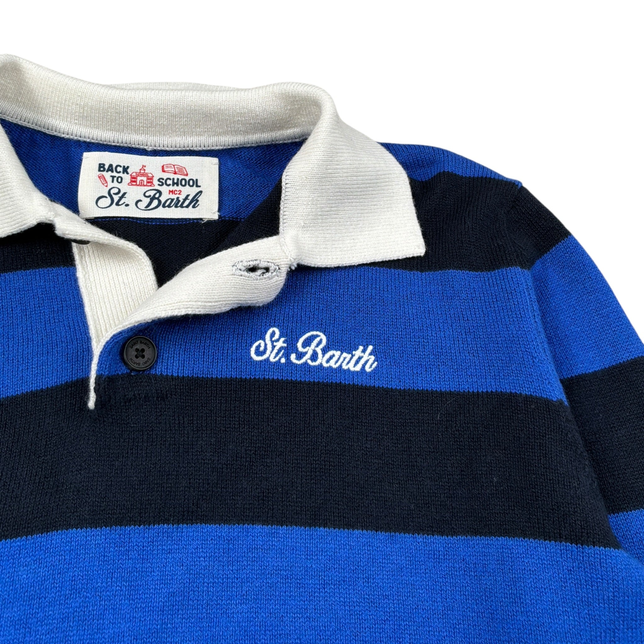 Saint Barth Maglia Bicolore con Colletto Nero/Blu per Bambino ROMEO NERO/BLU SAINT BARTH 