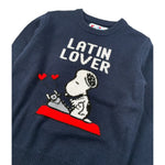 Saint Barth Maglia tinta unita Girocollo con Stampa Blu per Bambino SNOOPYLATIN BLU SAINT BARTH 