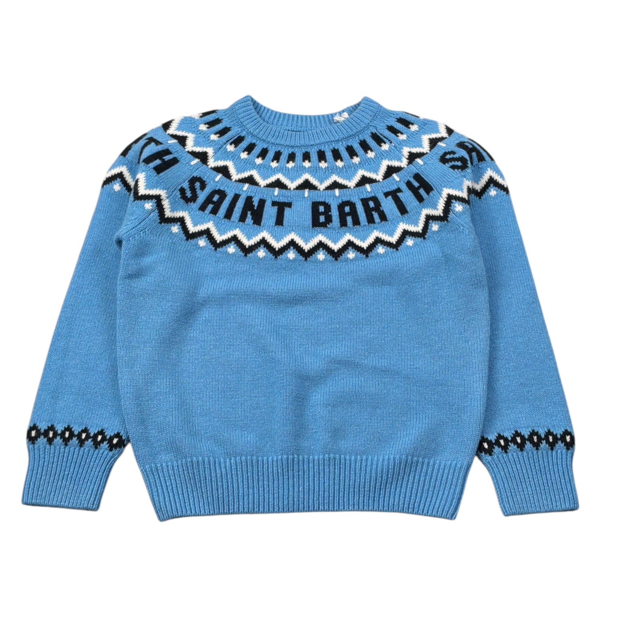 Saint Barth Maglia Girocollo tinta unita con Logo Azzurro per Bambino STBFAIR AZZURRO SAINT BARTH 