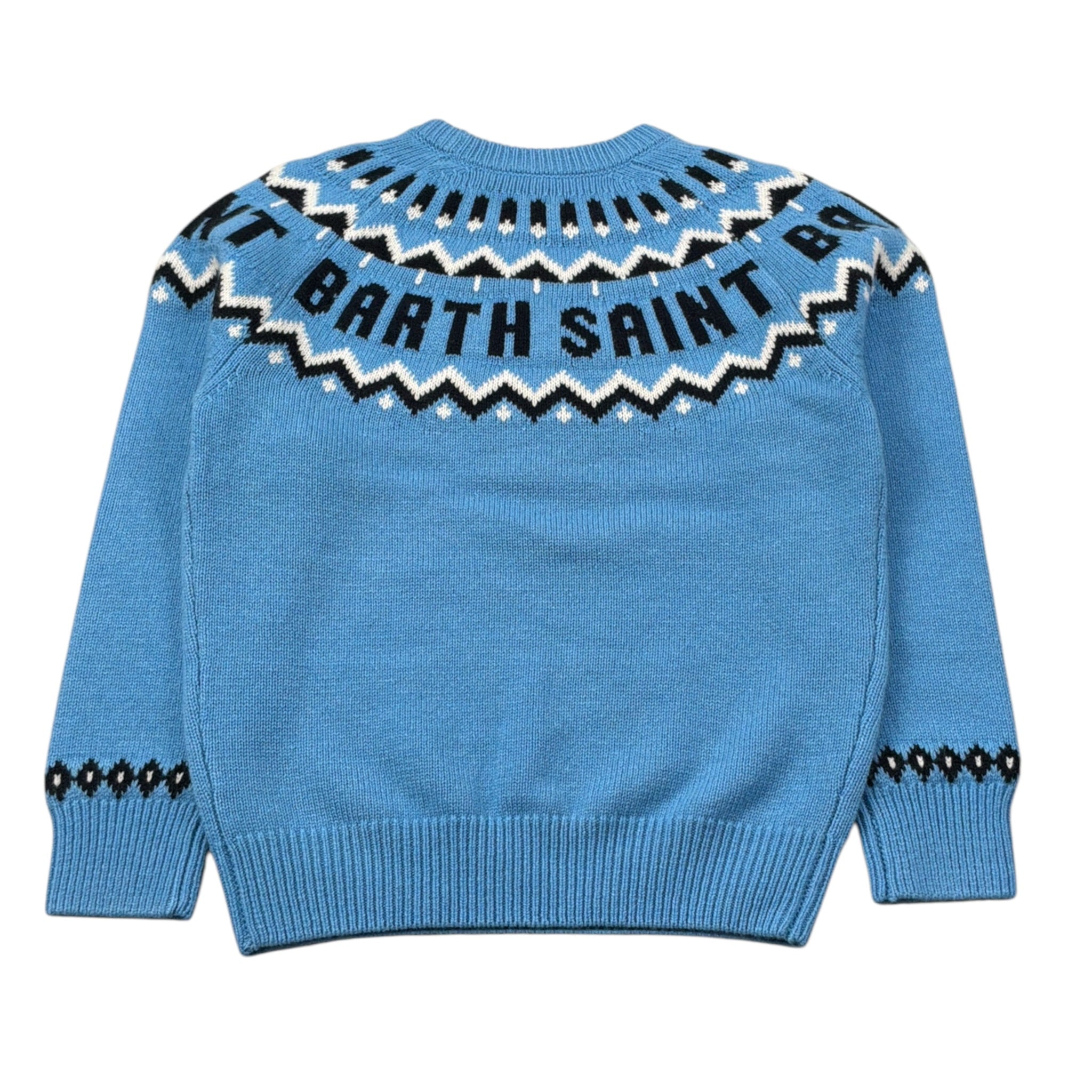 Saint Barth Maglia Girocollo tinta unita con Logo Azzurro per Bambino STBFAIR AZZURRO SAINT BARTH 