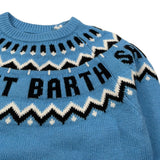 Saint Barth Maglia Girocollo tinta unita con Logo Azzurro per Bambino STBFAIR AZZURRO SAINT BARTH 