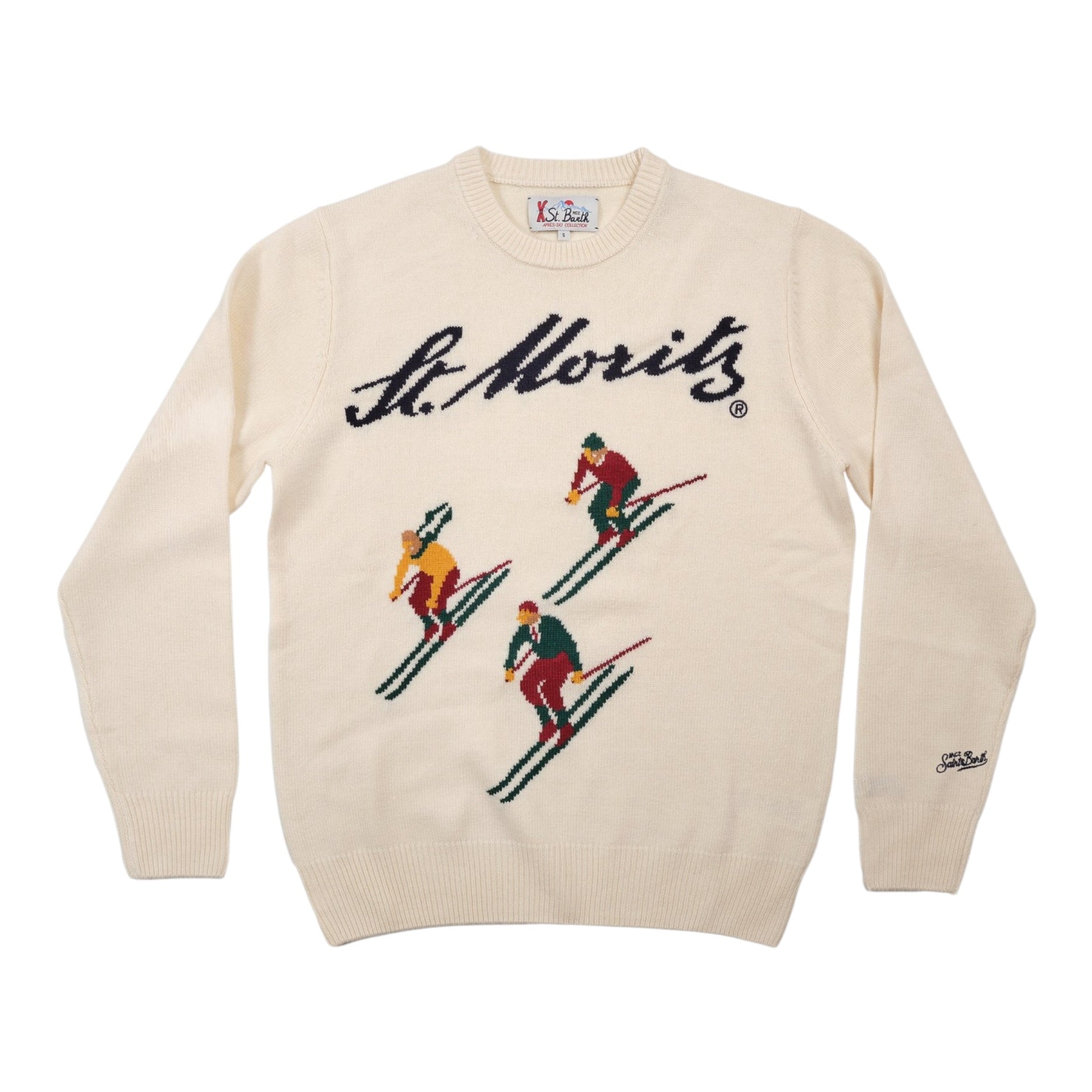 Saint Barth Maglia Girocollo tinta unita con Ricami Panna per Bambino STMORITZ PANNA SAINT BARTH 