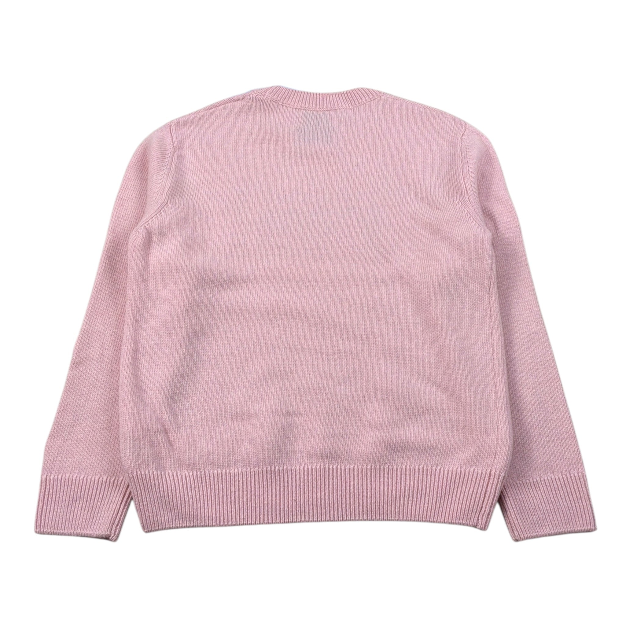 Saint Barth Maglia Girocollo tinta unita con Logo Rosa per Bambina VACANZE ROSA SAINT BARTH 