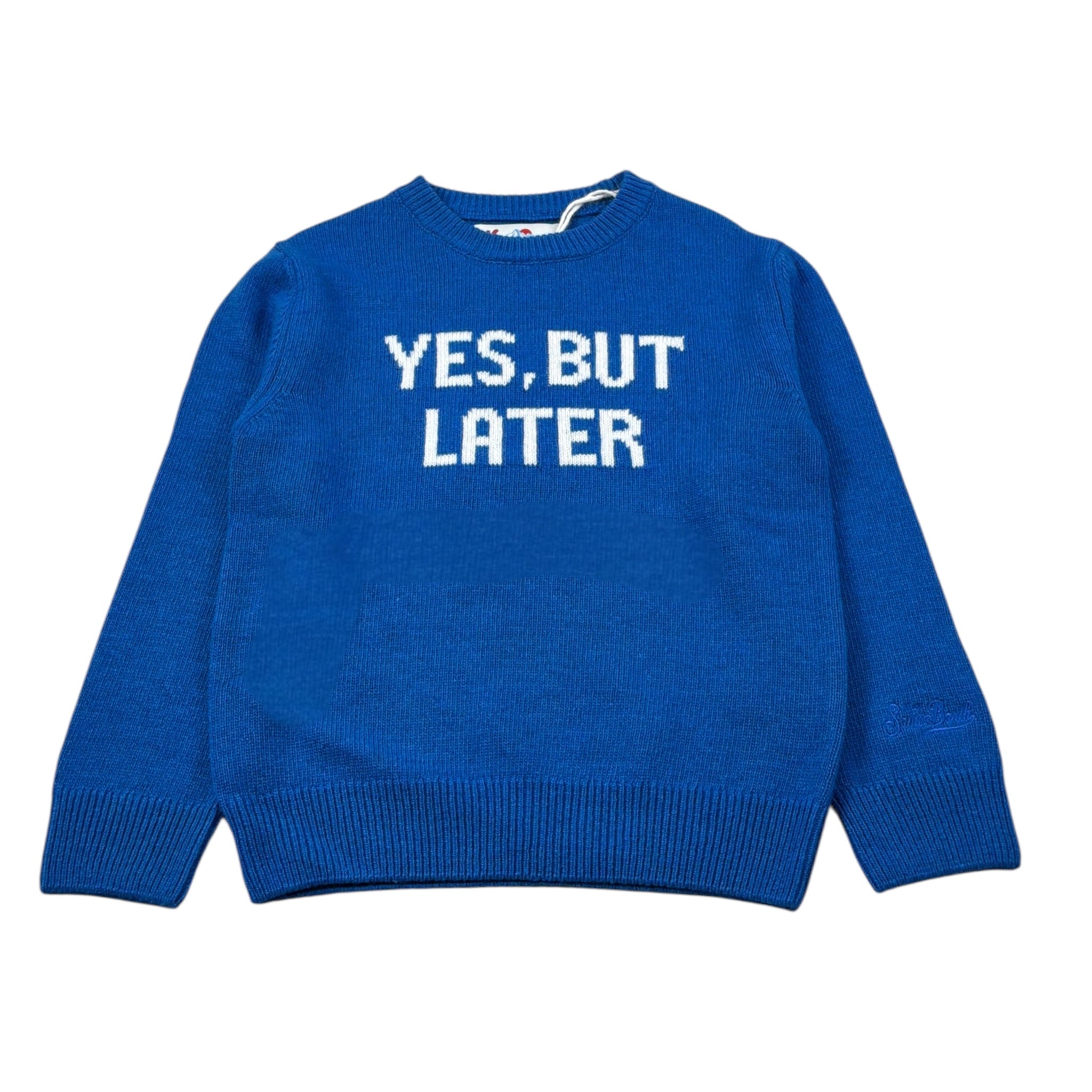 Saint Barth Maglia tinta unita con Stampa Blu per Bambino YESBUT BLU SAINT BARTH 