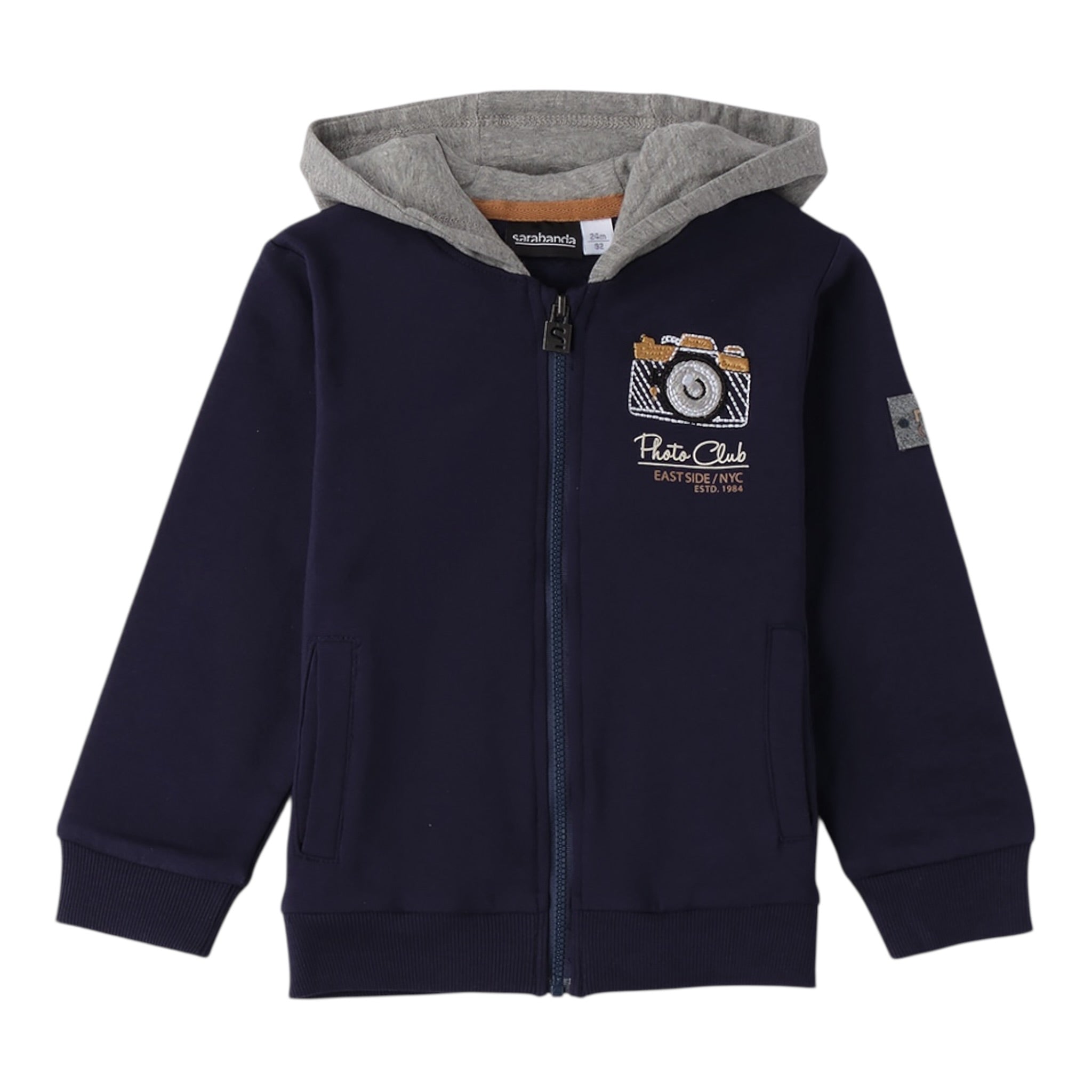 Sarabanda Felpa tinta unita con Cappuccio E Zip Blu per Bambino 0F133X BLU SARABANDA 