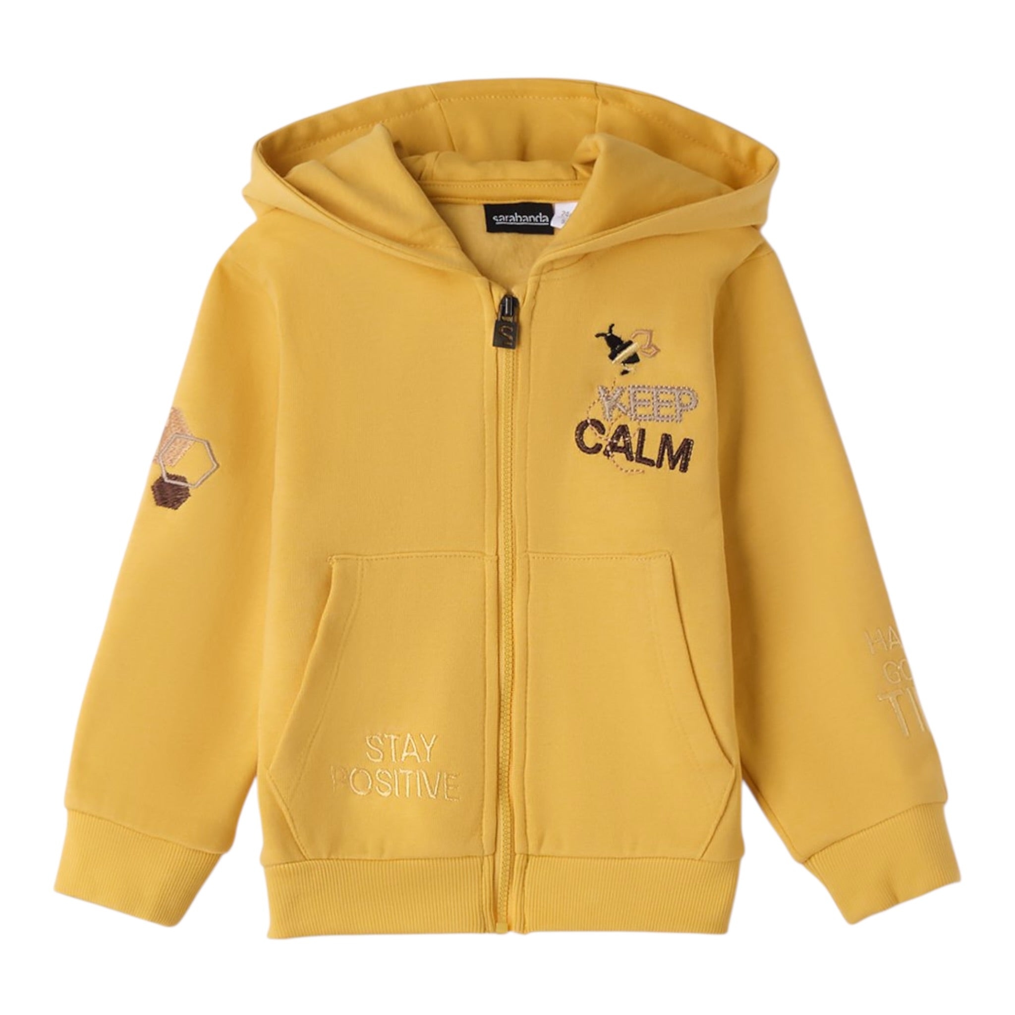 Sarabanda Felpa tinta unita con Cappuccio E Zip Giallo per Bambino 0F151 GIALLO SARABANDA 