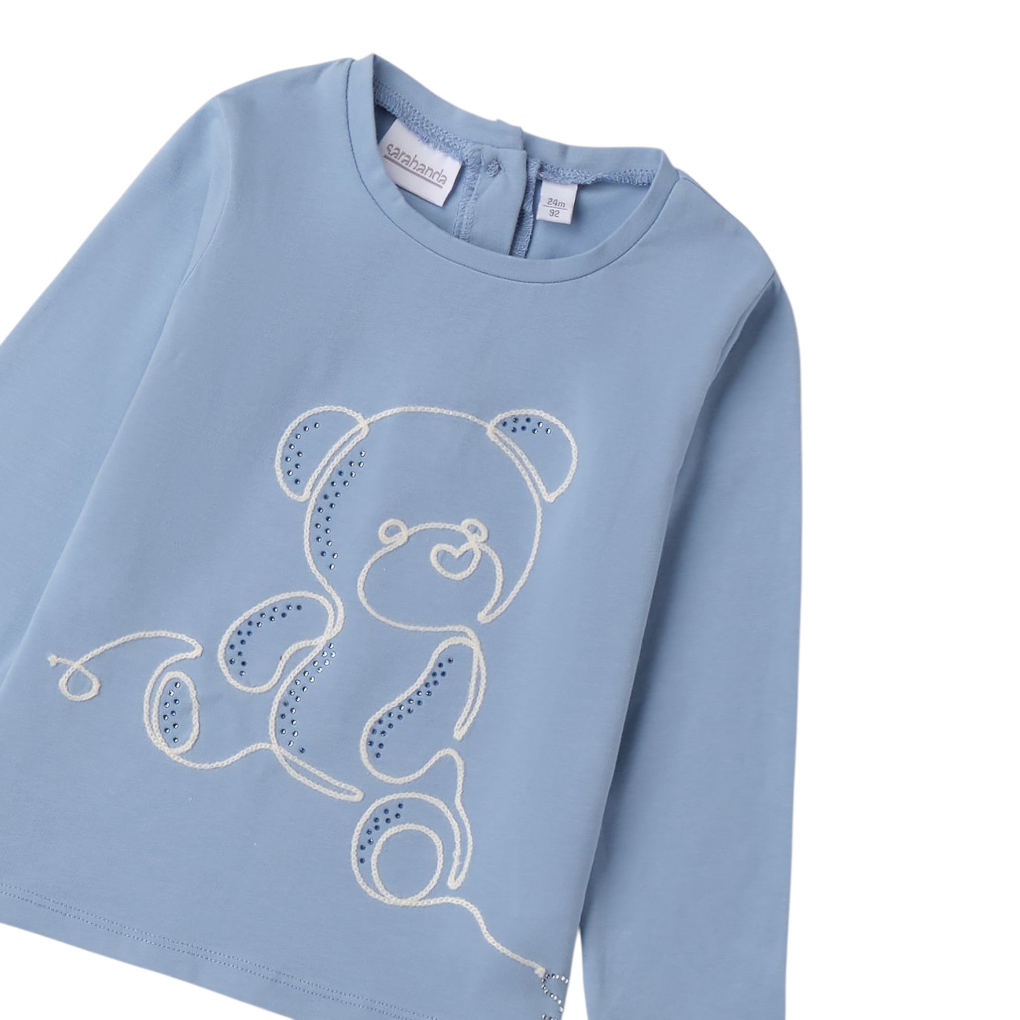 Sarabanda Shirt tinta unita con Stampa Azzurro per Bambina 0F205 AZZURRO SARABANDA 