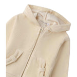 Sarabanda Felpa tinta unita con Zip E Cappuccio Panna per Neonata 0F304 PANNA SARABANDA 