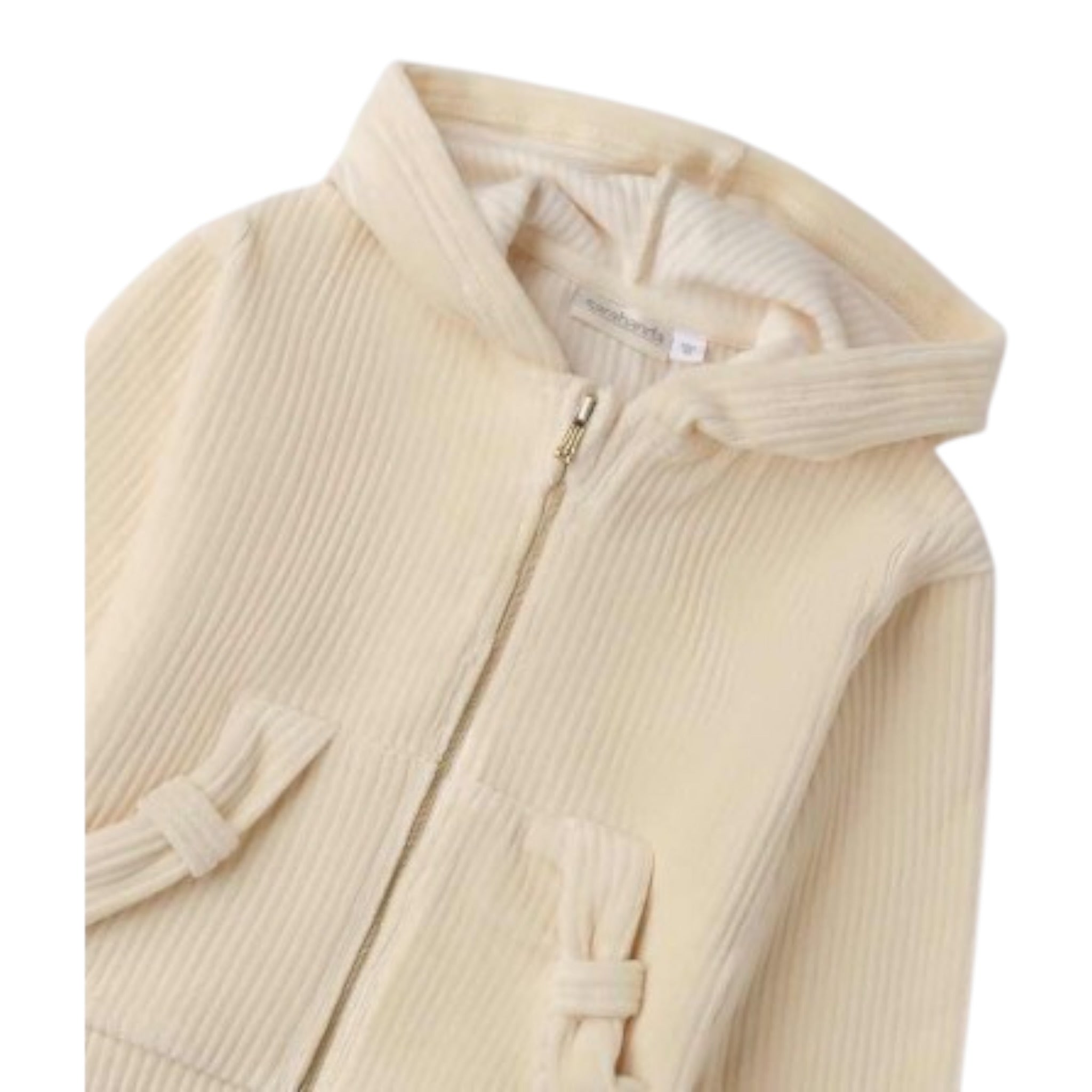 Sarabanda Felpa tinta unita con Zip E Cappuccio Panna per Neonata 0F304 PANNA SARABANDA 