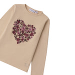 Sarabanda Shirt Girocollo tinta unita con Stampa Beige per Neonata 0F313 BEIGE SARABANDA 