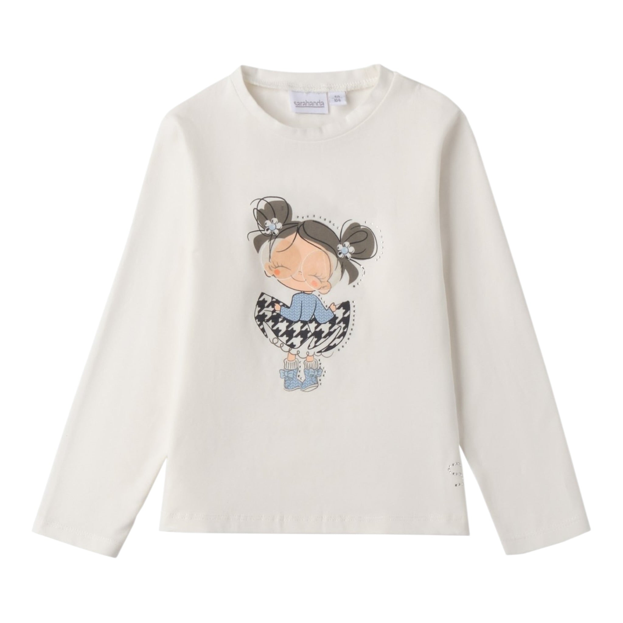 Sarabanda Shirt tinta unita con Stampa Bianco per Neonata 0F319 BIANCO SARABANDA 