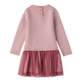 Sarabanda Abito tinta unita con Fiocco E Tulle Rosa per Bambina 0F340 ROSA SARABANDA 