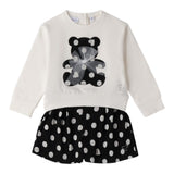 Sarabanda Completo 2Pz Felpa-Shorts Bicolore Bianco/Nero per Bambina 0F365 BIANCO/NERO SARABANDA 