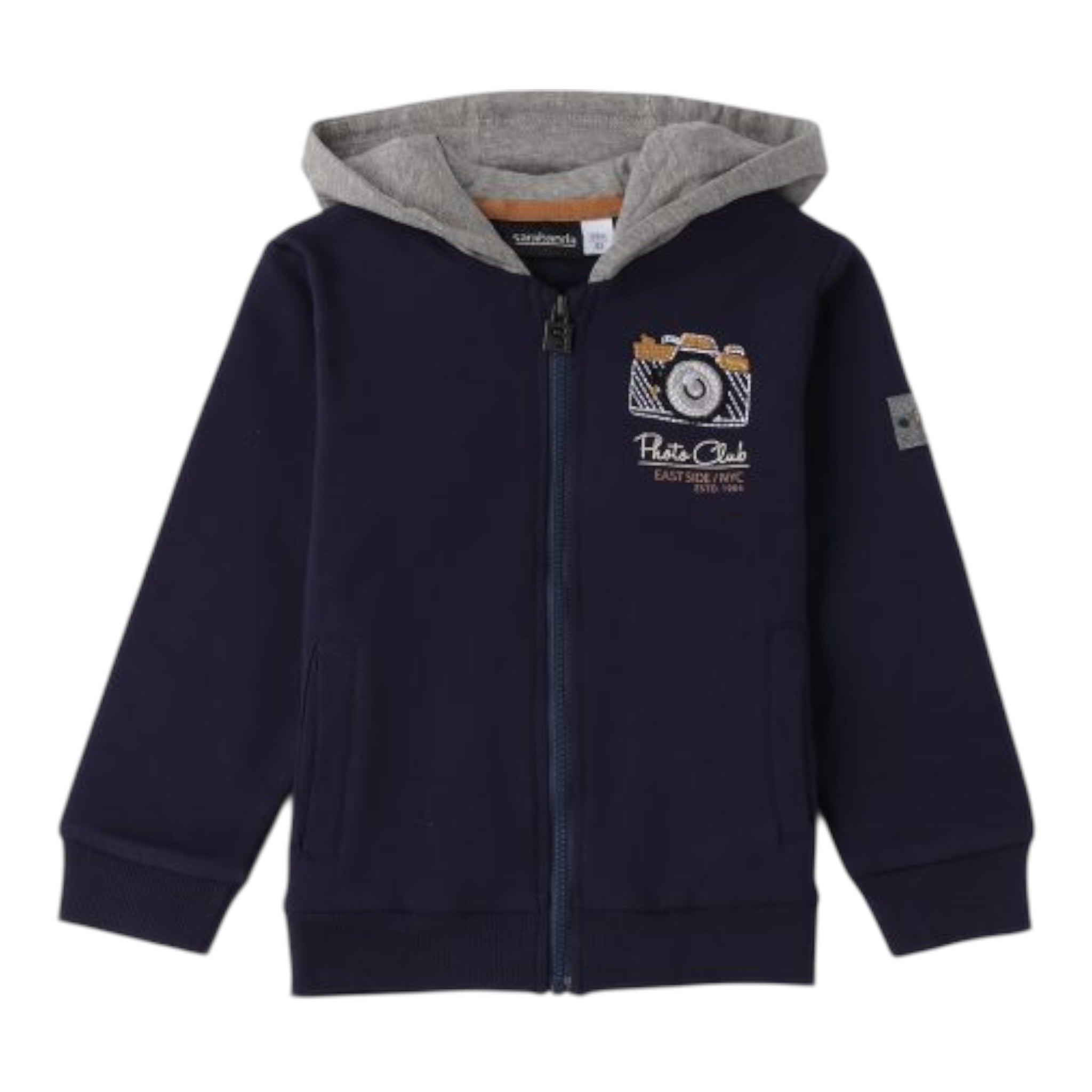 Sarabanda Felpa tinta unita con Zip E Cappuccio Blu per Bambino F133 BLU SARABANDA 