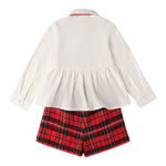 Sarabanda Completo 2Pz Short-Camicia Bicolore Bianco/Rosso per Bambina F372 BIANCO/ROSSO SARABANDA 