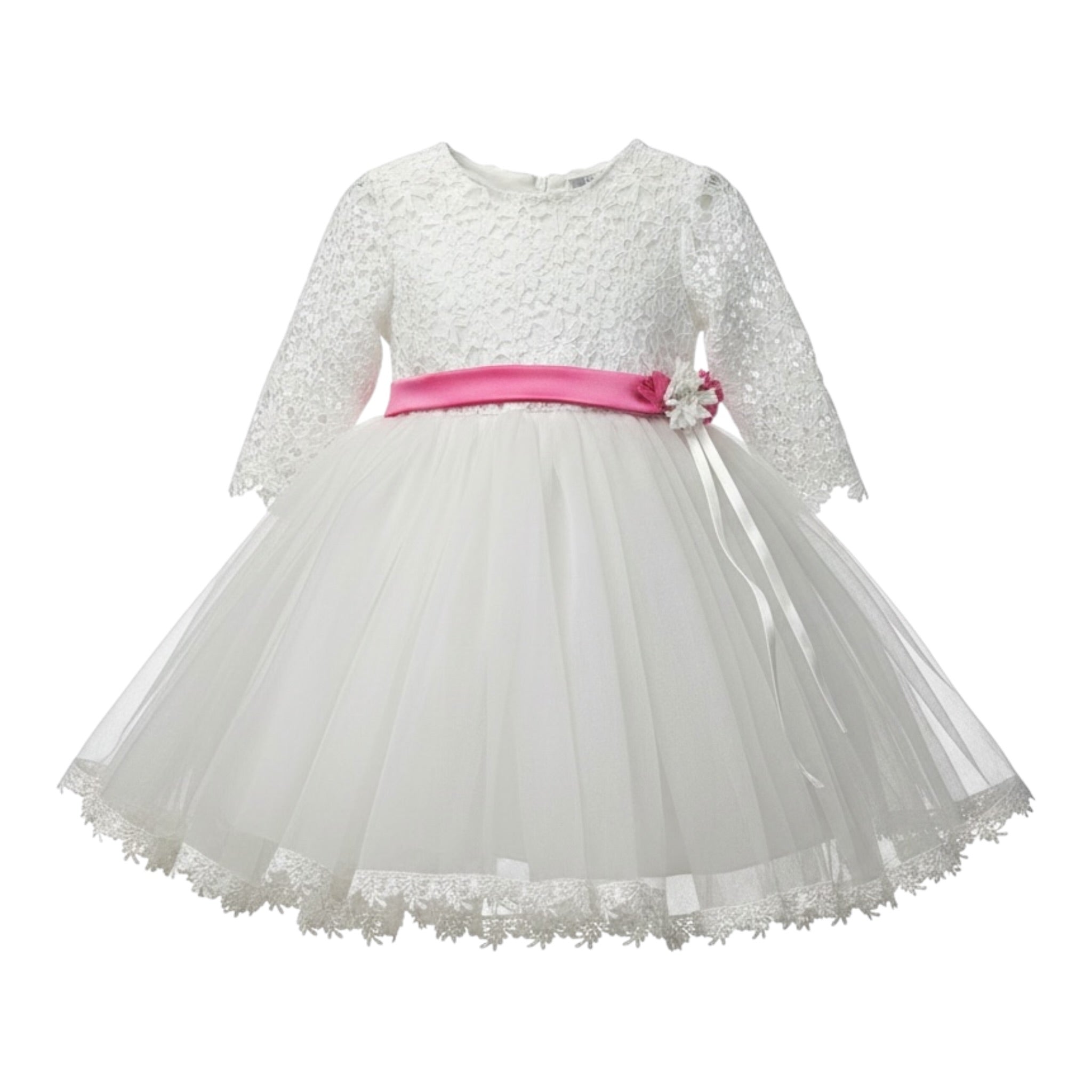 Sartoria Bramante Abito Cerimonia tinta unita con Ricami E Tulle Bianco per Neonata BEATRICE BIANCO SARTORIA BRAMANTE 