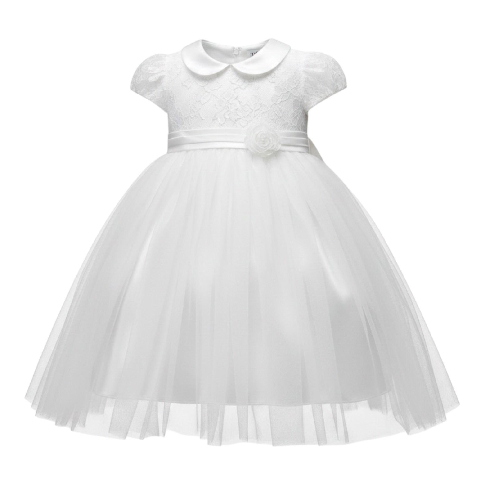 Sartoria Bramante Abito Cerimonia tinta unita con Tulle Bianco per Neonata MARTINA2 BIANCO SARTORIA BRAMANTE 