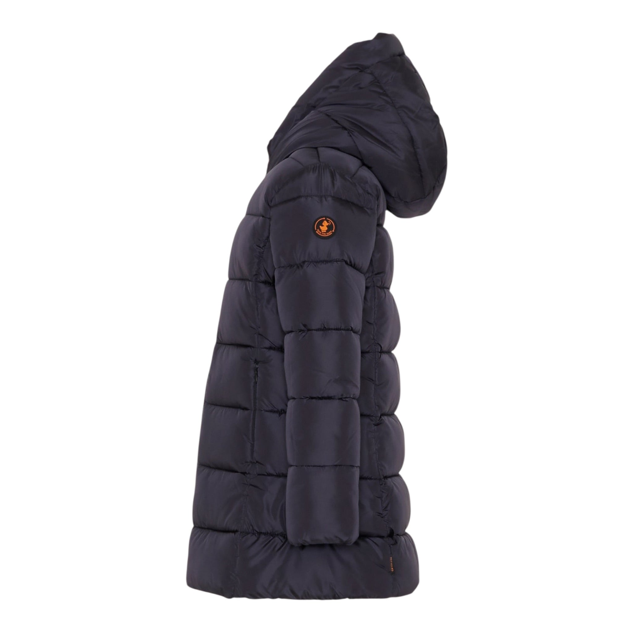 Save The Duck Giubbino tinta unita con Zip E Cappuccio Nero per Bambina J43110G NERO SAVE THE DUCK 