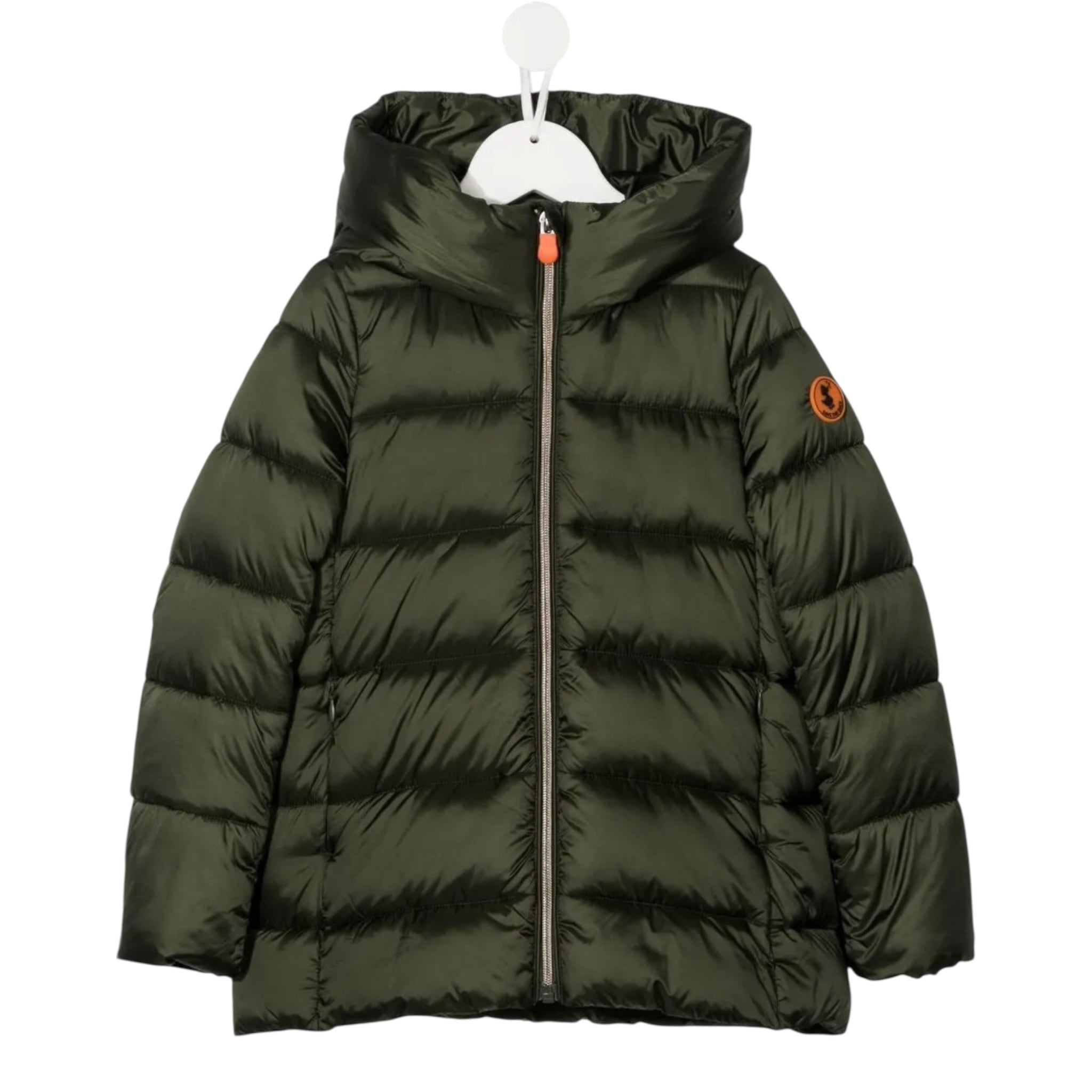 Save The Duck Giubbino tinta unita con Zip E Cappuccio Verde per Bambino J45650GJ VERDE SAVE THE DUCK 