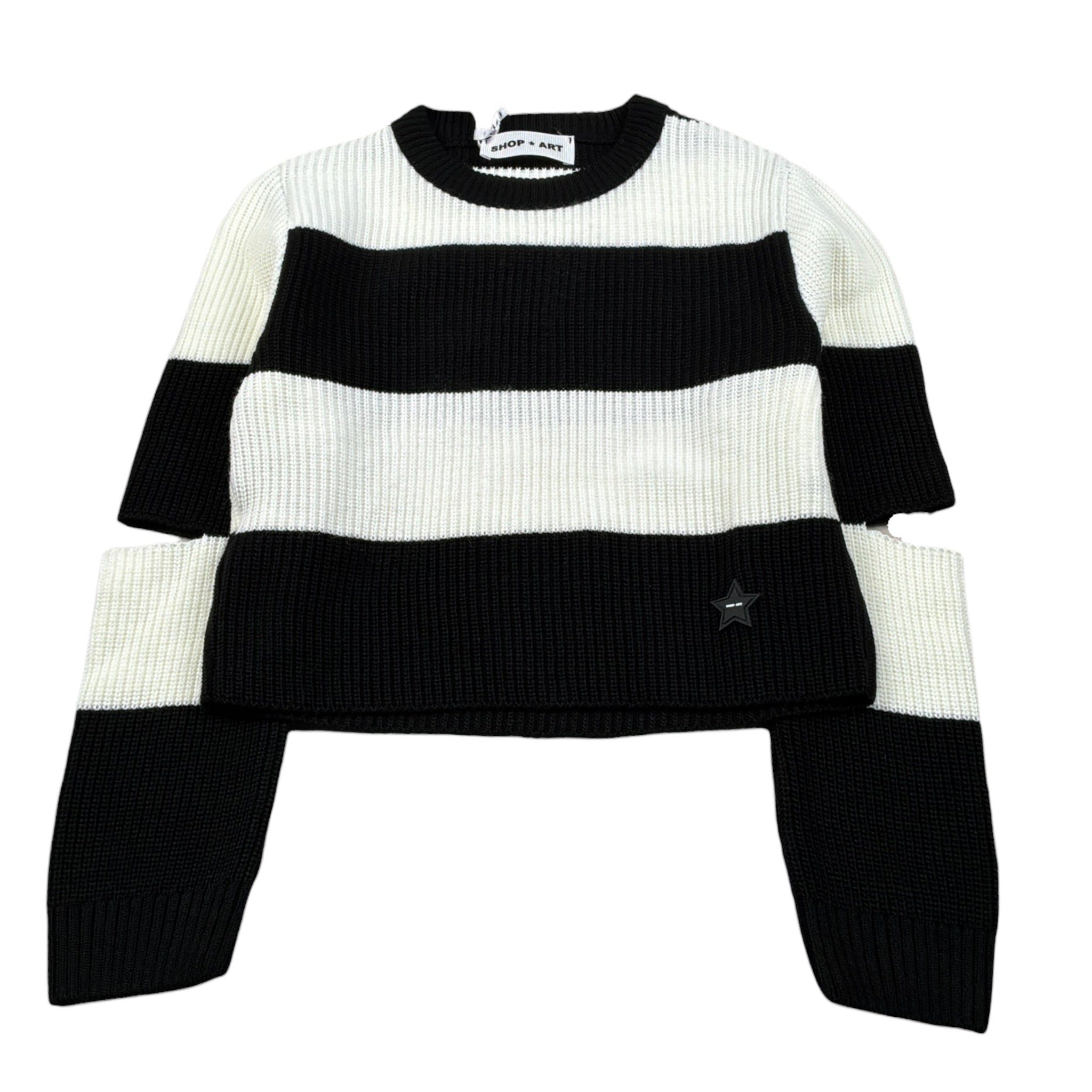 Shopart Maglia Fantasia A Righe Bicolore Bianco/Nero per Bambina SAJSM000617 BIANCO/NERO SHOPART 