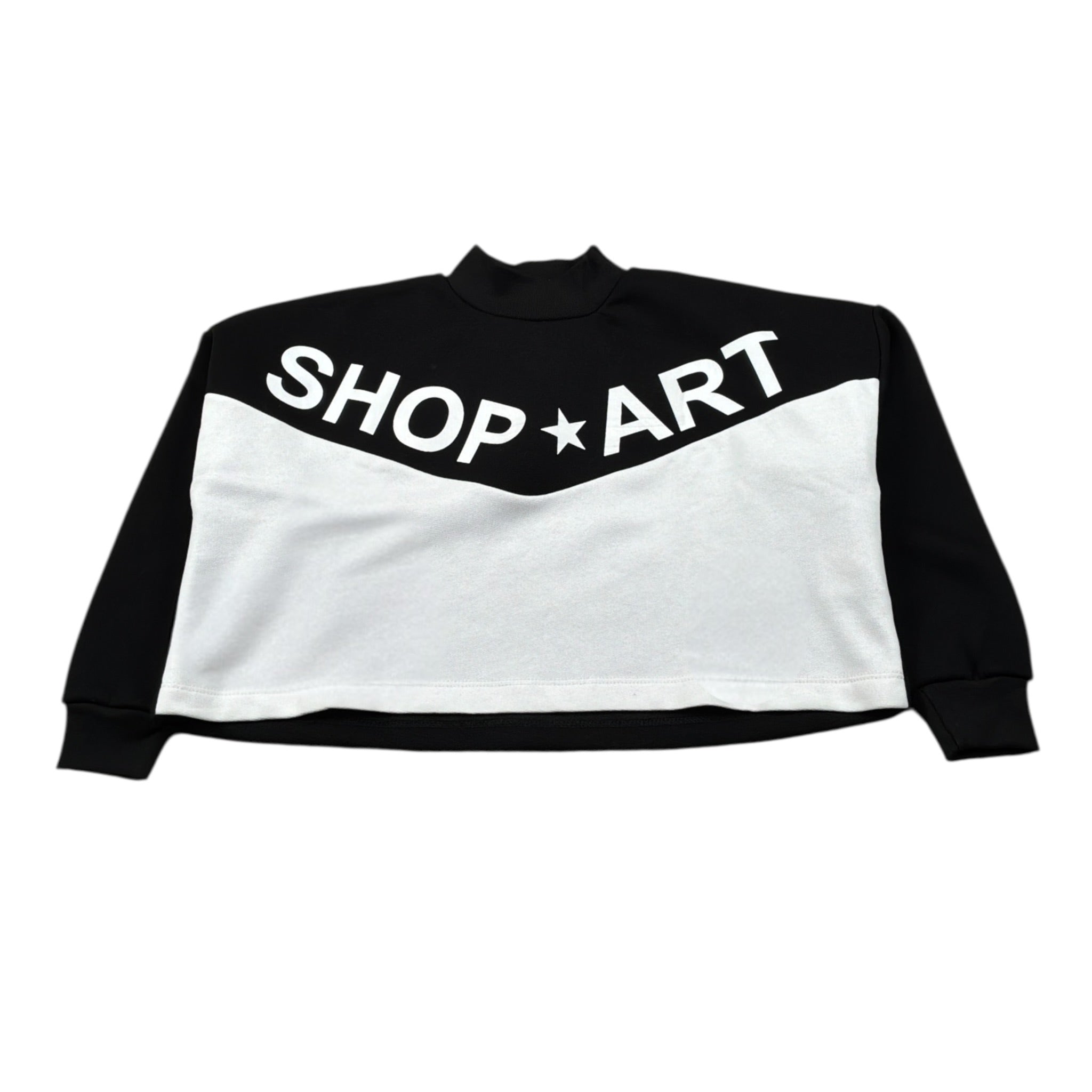 Shopart Felpa Mezzo Collo Bicolore Modello Crop Bianco/Nero per Bambina SAJSW000602 BIANCO/NERO SHOPART 