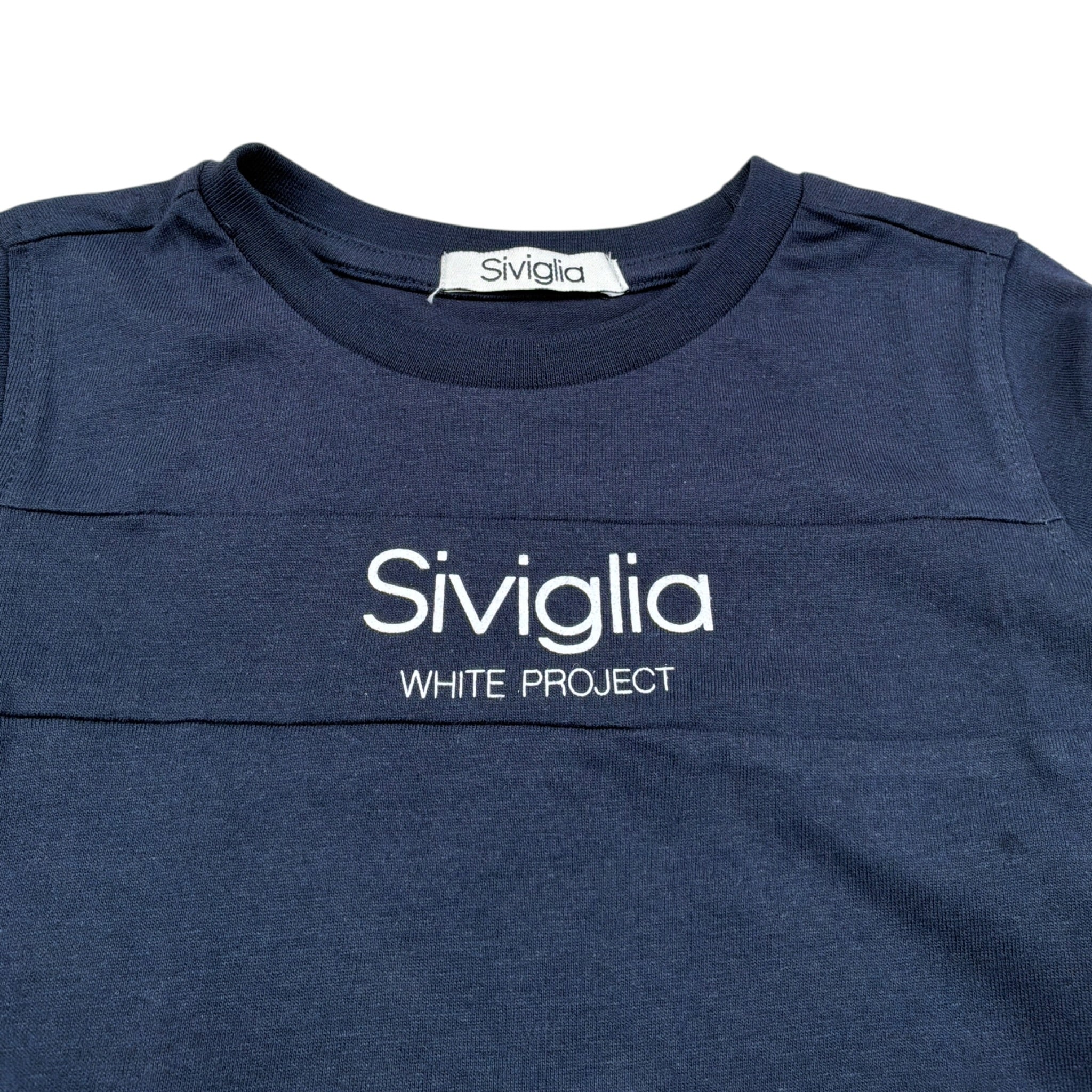 Siviglia Shirt Girocollo tinta unita con Logo Blu per Bambino SBTS00712 BLU SIVIGLIA 