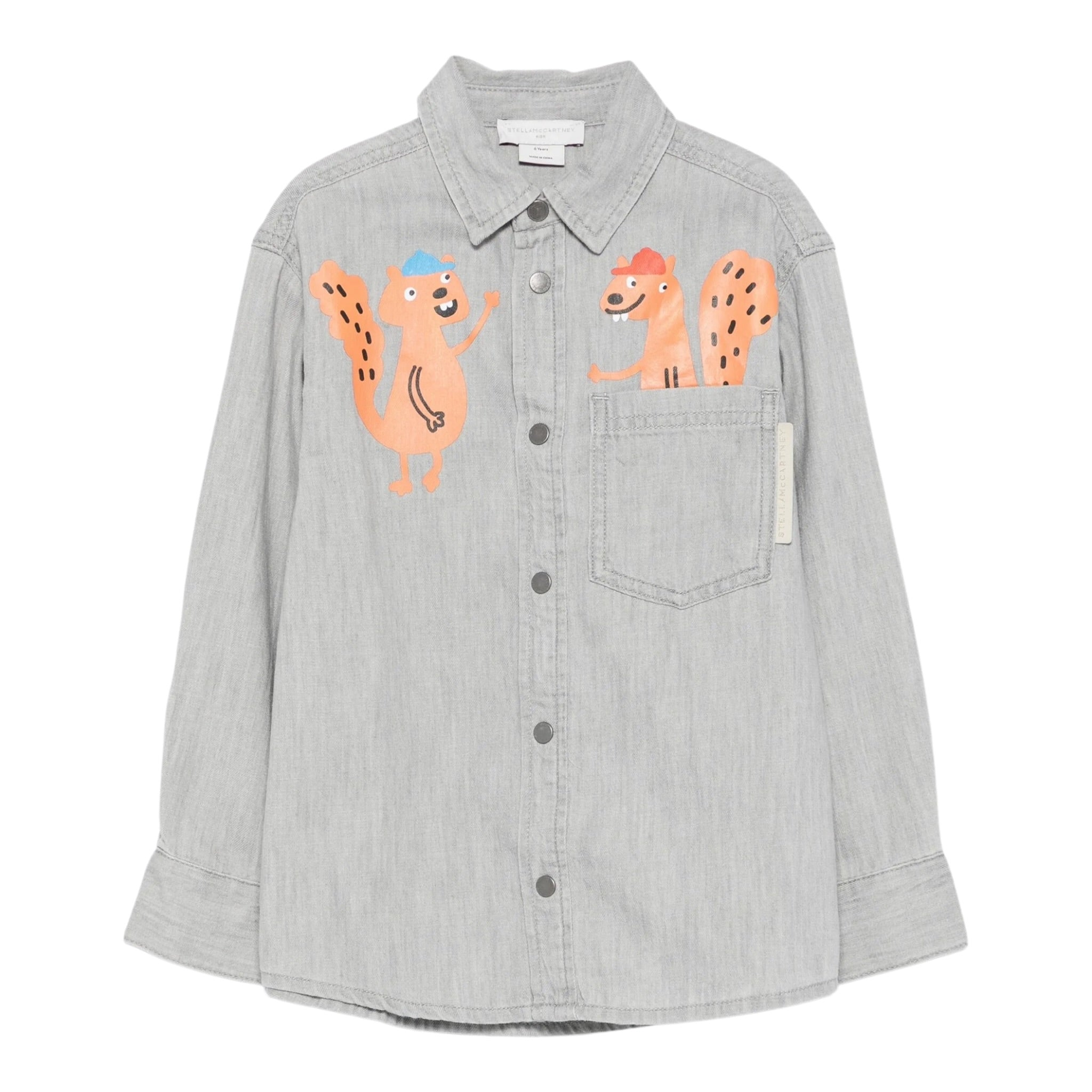 Stella Mccartney Camicia Manica Lunga tinta unita con Stampe Grigio per Neonato TX5P10 GRIGIO STELLA McCARTNEY 